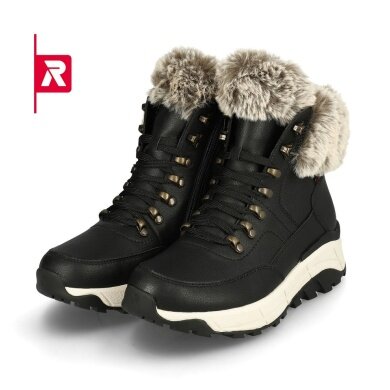 Rieker Winterstiefel Evolution W0063-00 (Stiefel mit seitlichen Reissverschluss und Innenfutter) schwarz/weiss Damen