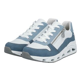 Rieker Sneaker N5204 (Kunstleder, mit seitlichen Reissverschluss) blau/weiss Damen