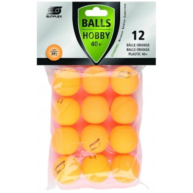 Sunflex Tischtennisball Hobby (Plastikball 40+) orange 12er Clip-Beutel