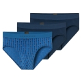 Schiesser Unterwäsche Slip Rio Organic Cotton 95/5 mehrfarbig navyblau/blau Herren - 3 Stück