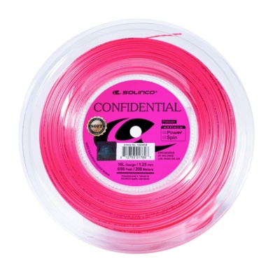 Solinco Tennissaite Confidential Soft (Haltbarkeit+Spielgefühl) pink 200m Rolle