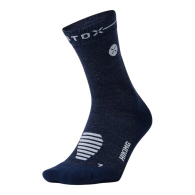 STOX Energy Socks Wandersocke Kompression Hiking Merino Ankle Socks (gezielte Kompression) blau/grau Herren - 1 Paar