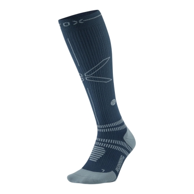 STOX Energy Socks Laufsocke Kompression Running Socks (fördert Durchblutung) blau/grau Herren - 1 Paar