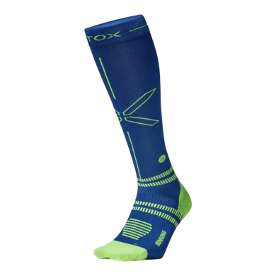 STOX Energy Socks Laufsocke Kompression Running Socks (fördert Durchblutung) dunkelblau/gelb Herren - 1 Paar