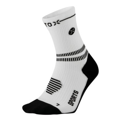STOX Energy Socks Sportsocke Kompression Sports Ankle Socks (gezielte Kompression) weiss/schwarz Damen - 1 Paar