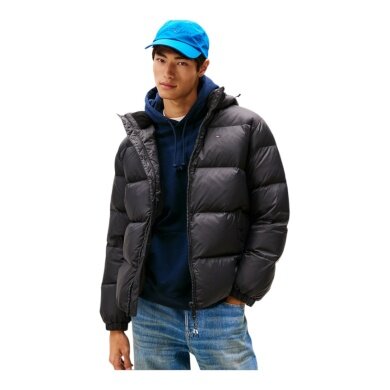 Tommy Jeans Winter-Daunenjacke Essential Down Jacket EXT mit Kapuze (warm, wasserabweisend) schwarz Herren
