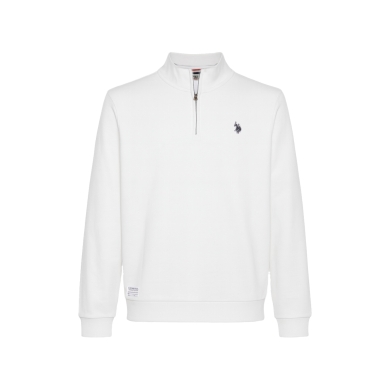 U.S. Polo Assn. Pullover Sweat Half Zip US16953 (100% Baumwolle) weiss Herren