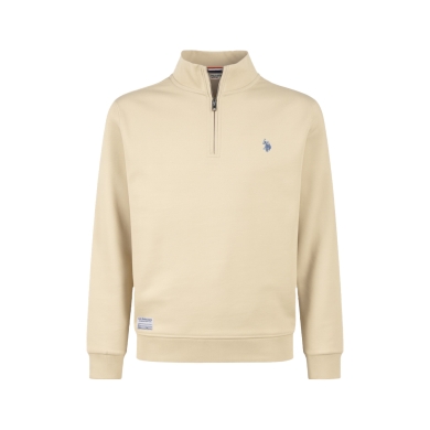 U.S. Polo Assn. Pullover Sweat Half Zip US16953 (100% Baumwolle) beige Herren