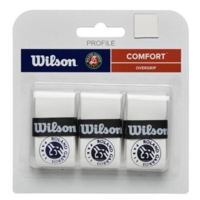 Wilson Overgrip Pro Roland Garros 0.6mm (Komfort/glatt/leicht haftend) weiss 3er
