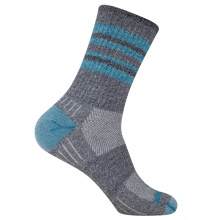 Wrightsock Wandersocke Crew Escape (extra Frottee-Polsterung, mitteldick) grau/türkis - 1 Paar