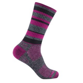 Wrightsock Wandersocke Crew Adventure (warm, gepolstertes Fußbett) grau/schwarz/fuchsia - 1 Paar