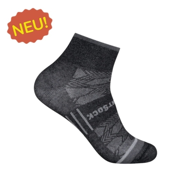 Wrightsock Sportsocken Quarter Coolmesh II (dünn, atmungsaktiv, bequem) schwarz/pearlgrau - 1 Paar