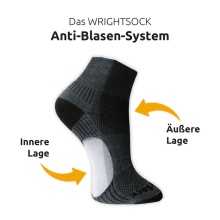 Wrightsock Sportsocken Quarter Plus Coolmesh II Motivsocken (atmungsaktiv, bequem) schwarz - 1 Paar