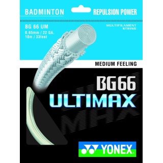 Besaitung mit Badmintonsaite Yonex BG 66 Ultimax gelb