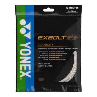Besaitung mit Badmintonsaite Yonex Exbolt 68 weiss