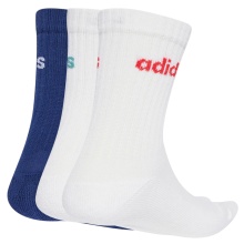 adidas Sportsocken Linear Crew Cushioned (Baumwolle) weiss/blau - 3 Paar