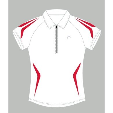 Head Polo Zip weiß/rot Damen (Größe S)