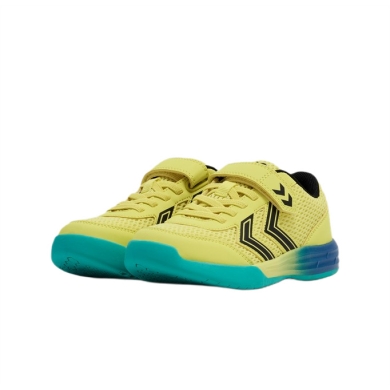 hummel Hallen-Indoorschuhe Multiplay Flex VC (Klettverschluss) limonegrün/blau Kinder