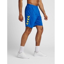 hummel Sporthose hmlCORE XK Poly Shorts (robuster Doppelstrick, ohne Seitentaschen) kurz blau/gelb Herren