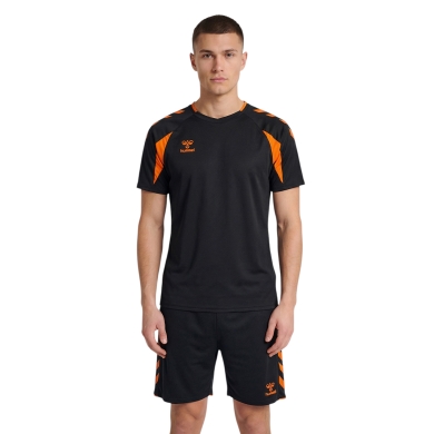 hummel Sport-Shirt hmlCORE 2.0 (rec. Polyester, optimale Bewegungsfreiheit) kurzarm schwarz/orange Herren