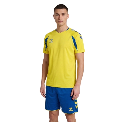 hummel Sport-Shirt hmlCORE 2.0 (rec. Polyester, optimale Bewegungsfreiheit) kurzarm gelb/blau Herren