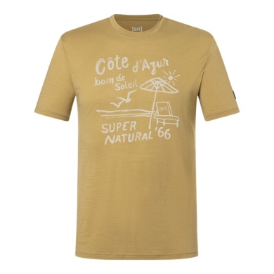 super natural Freizeit-Tshirt Wood Cote D'Azur Tee (Merino-Mix) gelb Herren