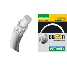Besaitung mit Badmintonsaite Yonex BG 65Ti weiss