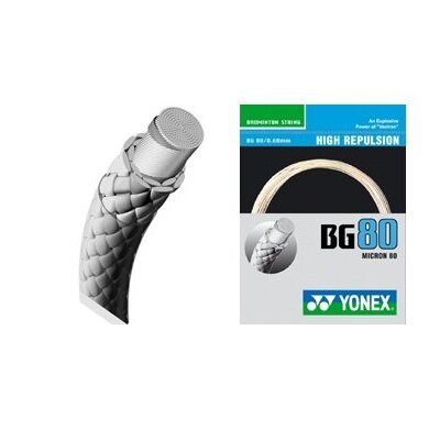 Besaitung mit Badmintonsaite Yonex BG80 weiss