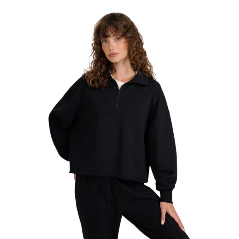 4F Pullover F1870 Half Zip (Baumwolle, Oversize) schwarz Damen