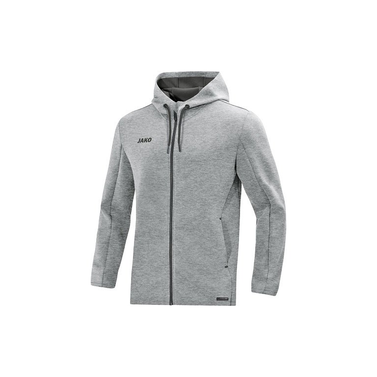 JAKO Kapuzenjacke Premium Basics (Double-Tech-Knit) hellgrau Herren