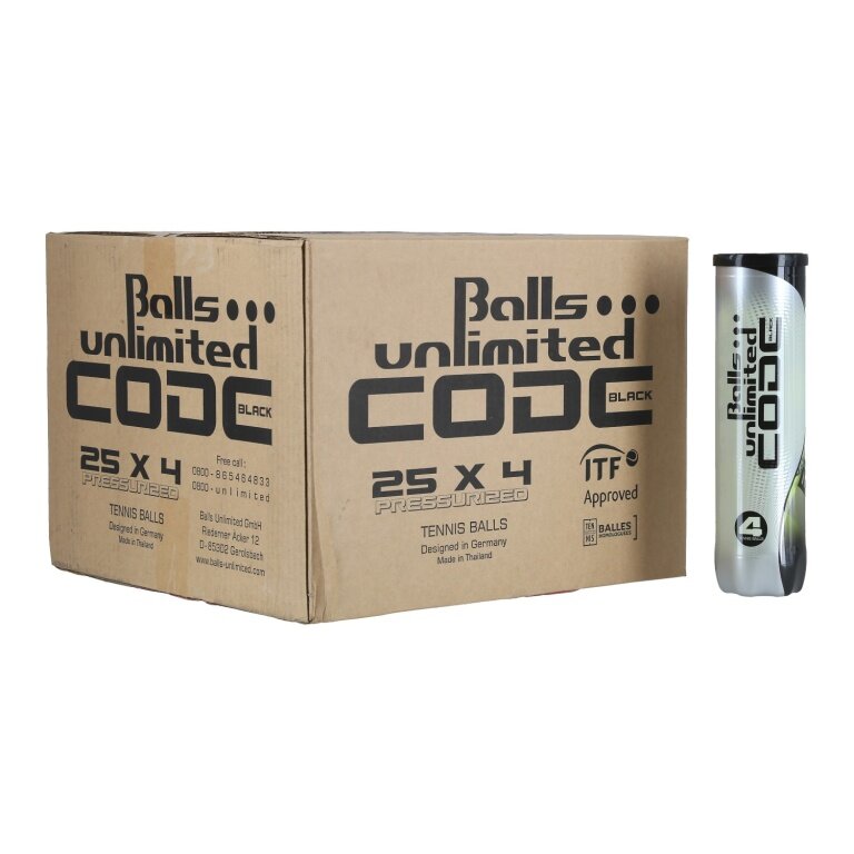 Balls Unlimited Tennisbälle Code Black gelb Dose 25x4er im Karton
