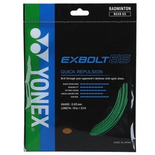 Besaitung mit Badmintonsaite Yonex Exbolt 65 grün