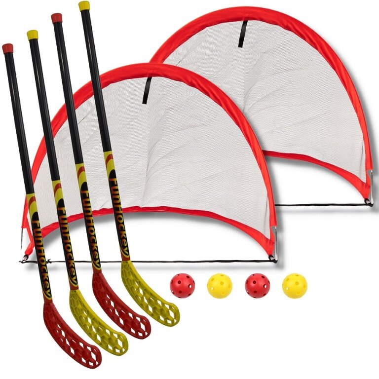 Bandito Funhockey-Set Maxi (Floorball) Pop Up Tor (4x schläger, 4x Bälle, 2x Tor Maxi)