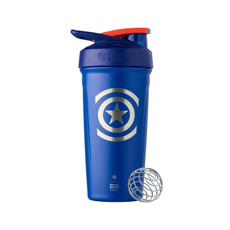 BlenderBottle Trinkflasche Strada Thermo Edelstahl Captain America 710ml blau