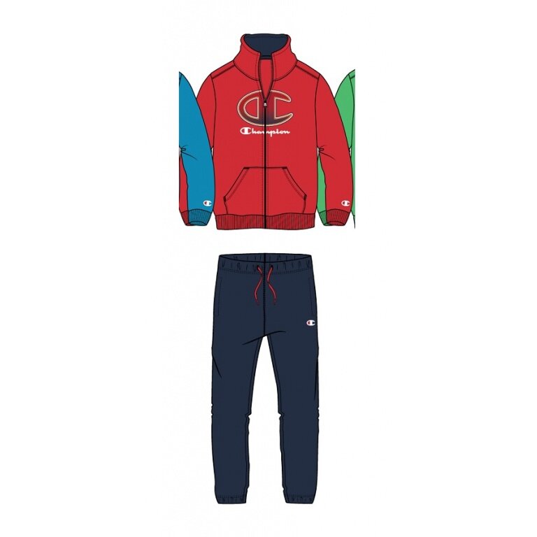Champion Trainingsanzug Logo (Jacke&Hose aus Baumwolle) rot/navyblau Kinder