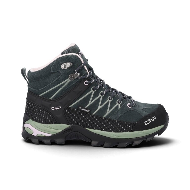 CMP Wanderschuhe Rigel Mid WP (Trekking, wasserdicht) dunkelgrün/pink Damen
