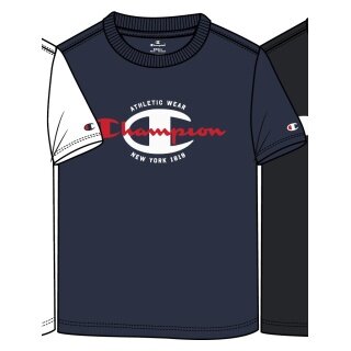 Champion Freizeit-Tshirt (Baumwolle) Crew Graphic Print dunkelblau Kinder