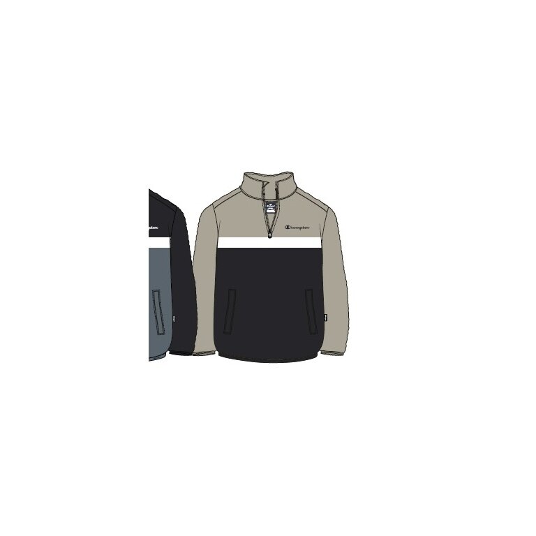 Champion Kapuzenpullover Half Zip (Baumwolle) beige/schwarz Kinder