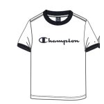 Champion Freizeit-Tshirt (Baumwolle) Crew Ringer mit Logo-Schriftzug weiss Kinder