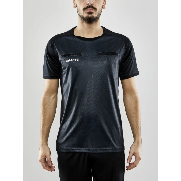 Craft Sport-Tshirt Evolve Referee (rec. Polyester, Mesh-Einsätze) schwarz Herren