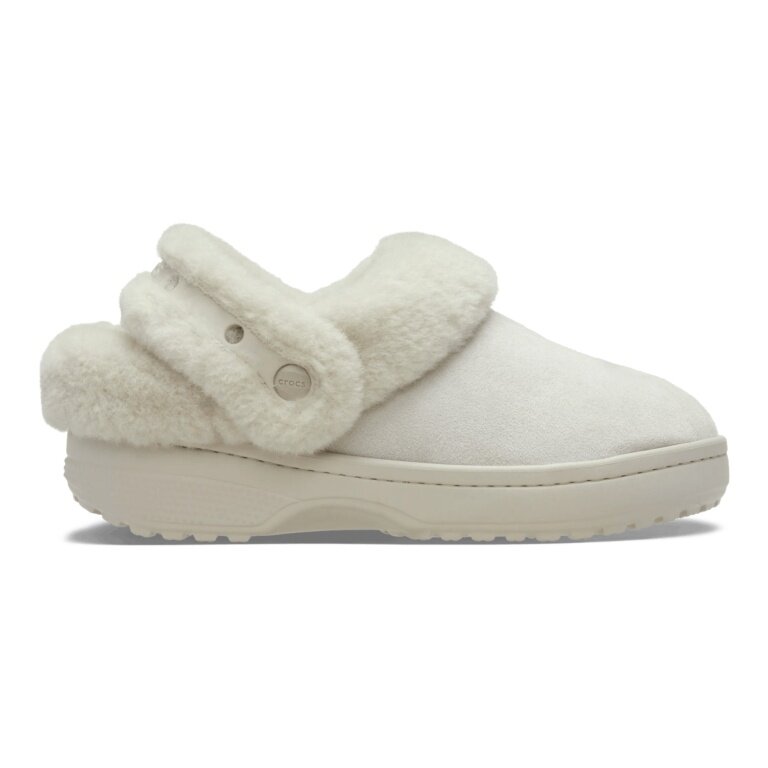 Crocs Hausschuhe Unfurgtble Vegan Suede Clog (Sandale, Kunstwildleder, mit Innenfutter) weiss