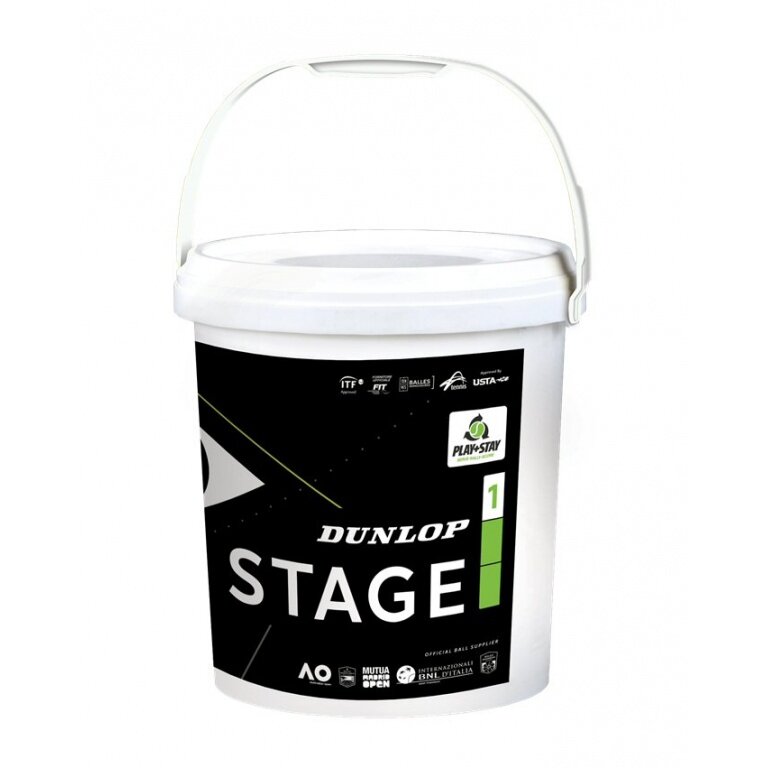 Dunlop Methodikbälle Stage 1 (grüner Punkt) gelb 60er im Eimer