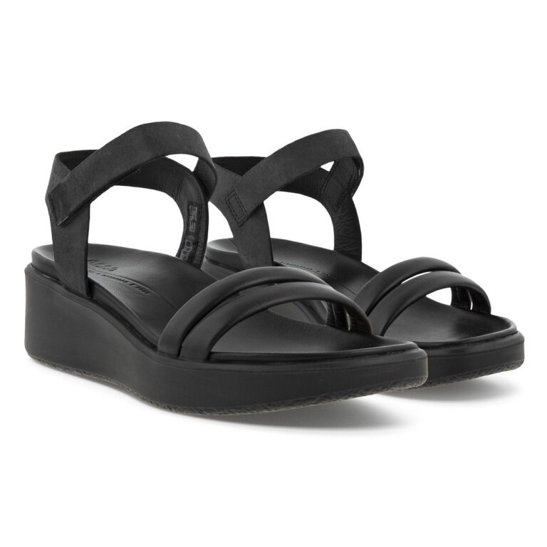 ECCO Sandale Flowt LX Wedge (Vollnarb und Nubukleder) schwarz Damen