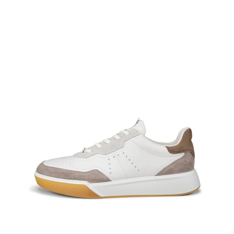 ECCO Sneaker Street Court Lea (Premium Leder) weiss/grau/beige Herren