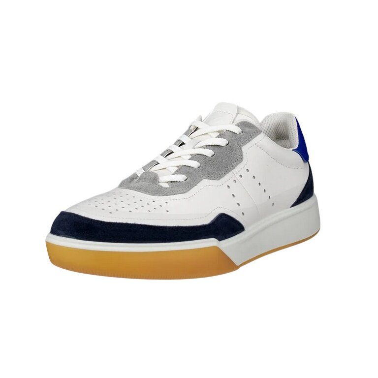 ECCO Sneaker Street Court Lea (Premium Leder) weiss/marineblau Herren