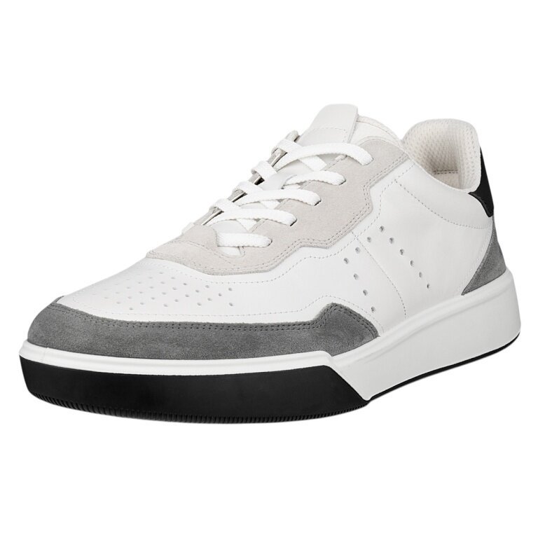 ECCO Sneaker Street Court Lea (Premium Leder) weiss/grau/schwarz Herren