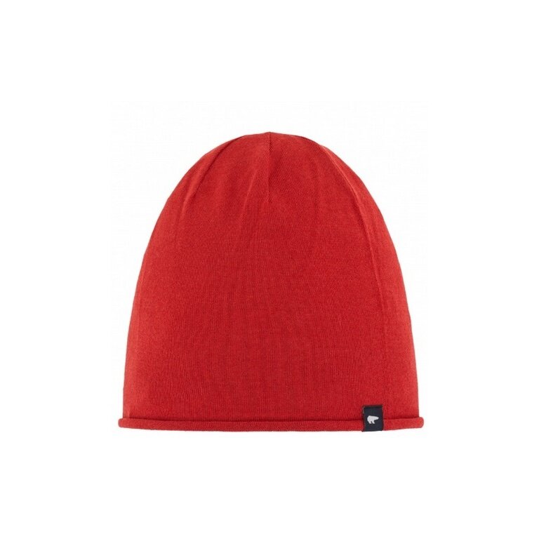 Eisbär Mütze (Beanie) Merinowolle Oversize Pulse rot Herren