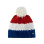 Eisbär Wintermütze Star mit Bommel (Pompon) blau/rot/weiss - 1 Stück