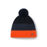 Eisbär Wintermütze Star mit Bommel (Pompon) orange/navyblau/schwarz - 1 Stück