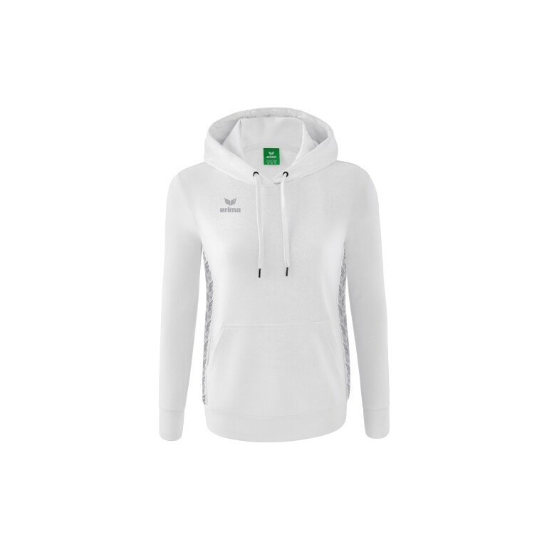 Erima Kapuzenpullover Essential Team (weiche Baumwolle, Rippbündchen) weiss/grau Damen